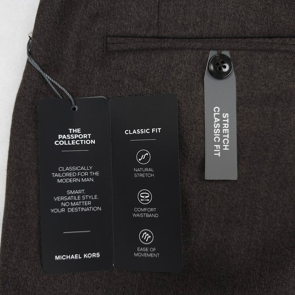 Michael Kors Mens Classic Fit 2 Piece Suit 44L 40x34 Brown Stretch Wool Twill - Picture 14 of 16